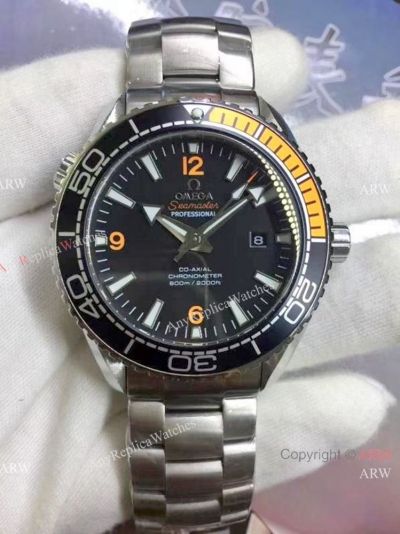 Low Prcie Replica Omega Seamaster Planet Ocean Black Orange Bezel Watch 